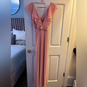 Aidan Mattox Long Pink Dress with Cutouts in Blush Pink, Size 0